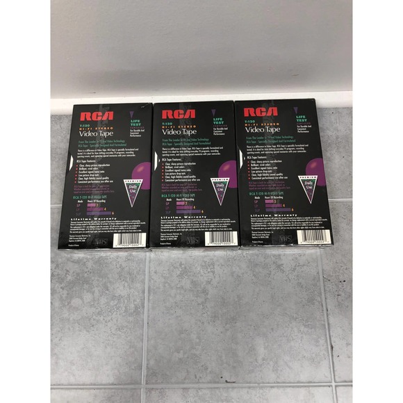 RCA T-120 Hi-Fi Stereo Video Tape VHS Blank Tapes Lot of 3 New Sealed - Picture 2 of 2
